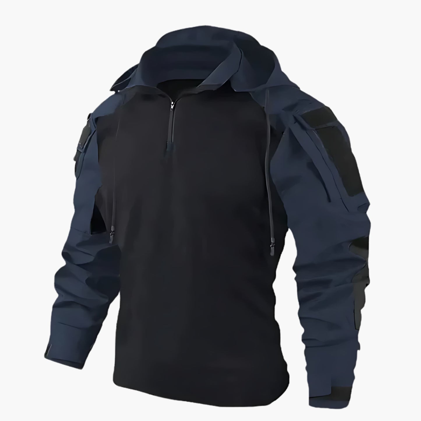 Taktische Jacke | Halb-Reißverschluss | Kapuze | Militärjacke | Herrenbekleidung-Dunkelblau-M-Chaps Herrenmode
