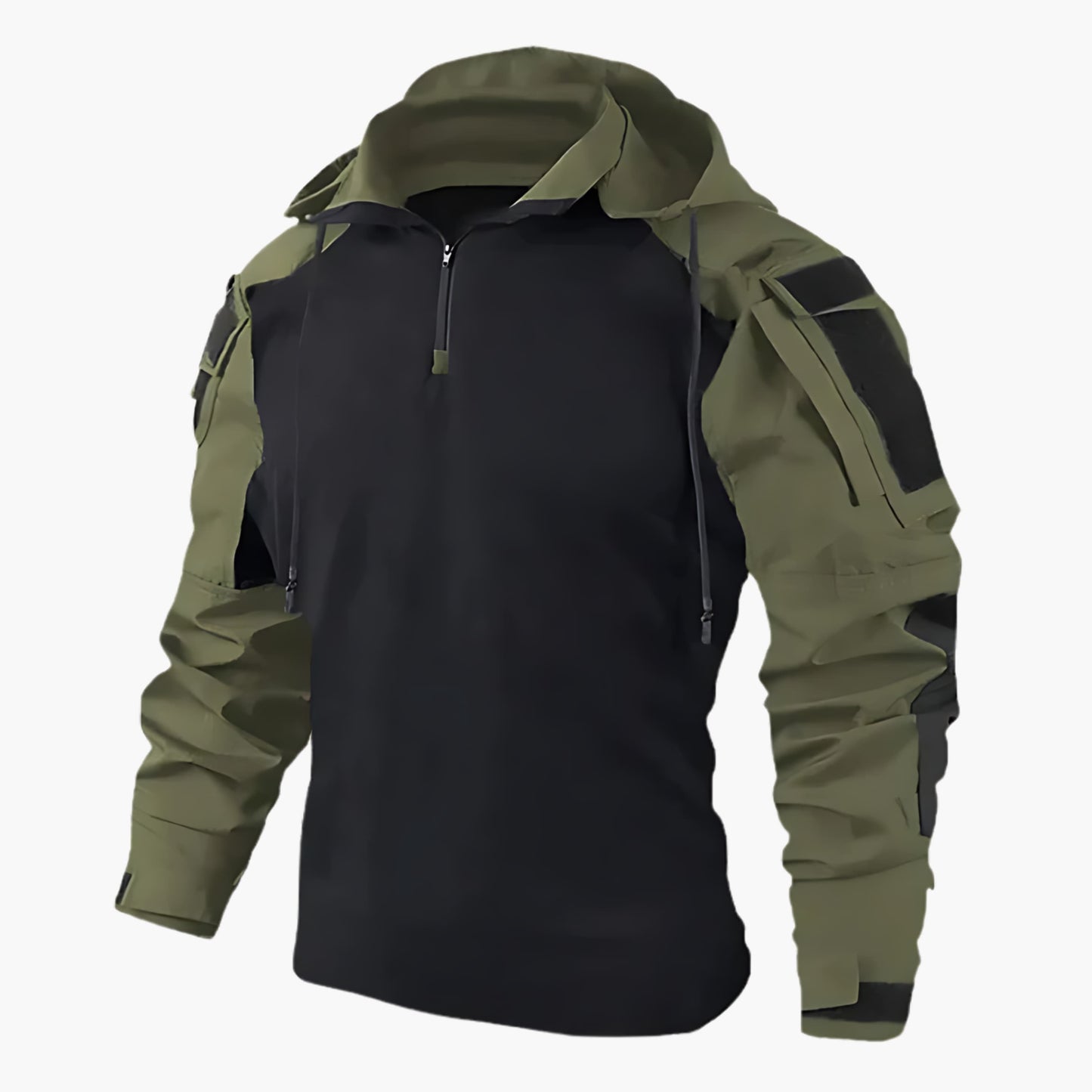 Taktische Jacke | Halb-Reißverschluss | Kapuze | Militärjacke | Herrenbekleidung-Dunkelgrün-M-Chaps Herrenmode