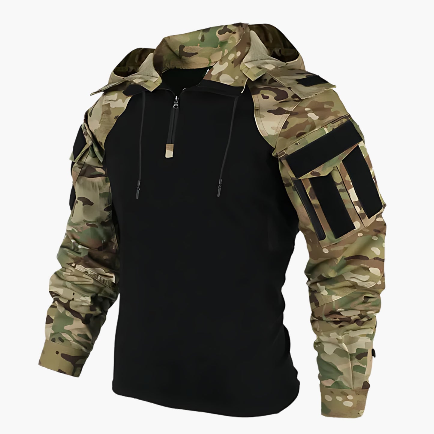 Taktische Jacke | Halb-Reißverschluss | Kapuze | Militärjacke | Herrenbekleidung-Tarnmuster-M-Chaps Herrenmode