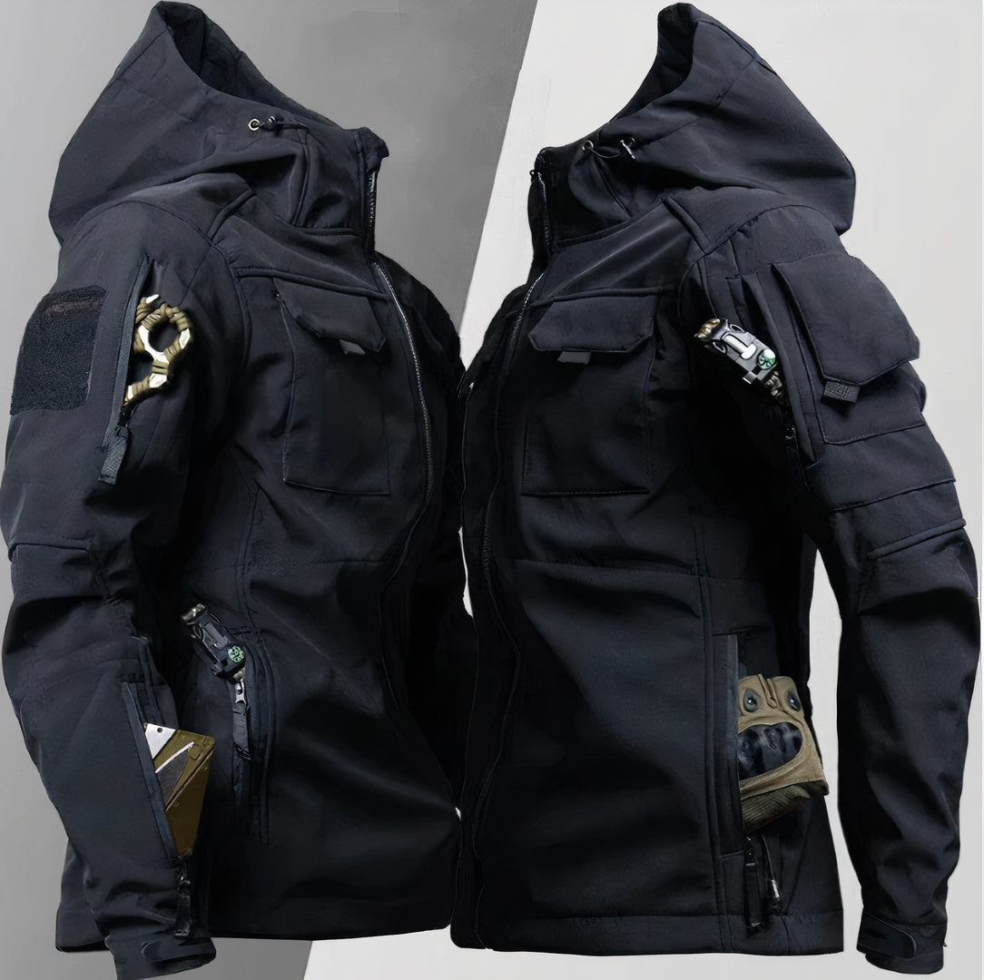 Taktische Jacke | Kapuze | Wasserdicht | Outdoorjacken | Herrenjacken-Schwarz-XS-Chaps Herrenmode