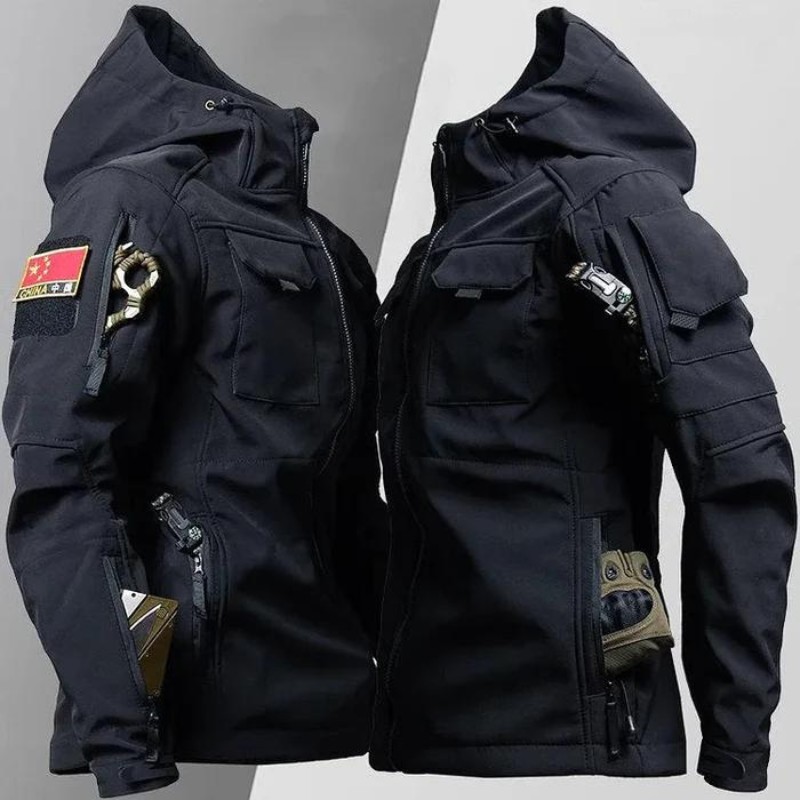 Taktische Jacke | Kapuzenjacke | Outdoor-Jacke | Wasserdichte Jacke | Herrenjacke-Schwarz-M-Chaps Herrenmode