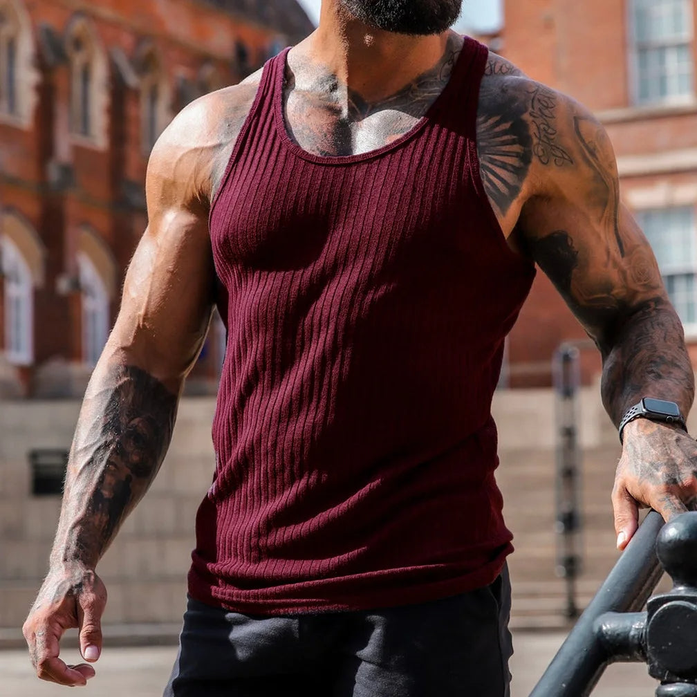 Tanktop – lässiges, ärmelloses, schmal geschnittenes Sport-Top für Herren-Bordeaux-M-Chaps Herrenmode