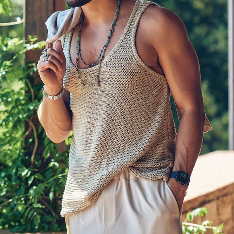 Tanktop – lässiges, locker sitzendes, ärmelloses Herren-Strick-Tanktop-Chaps Herrenmode