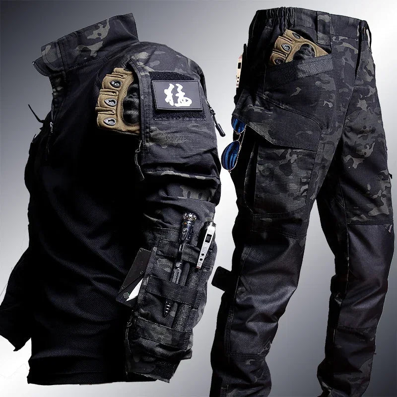 Tarnset – Outdoor – Cargohosen – Militärkleidung – Taktisches Set-Arktisgrau-S-Chaps Herrenmode