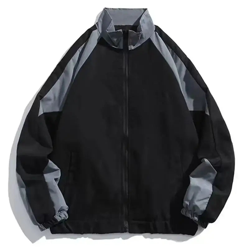 Trainingsjacke – mit Reißverschluss – Oversized – Windjacke – Herrenjacke-Grau-S-Chaps Herrenmode