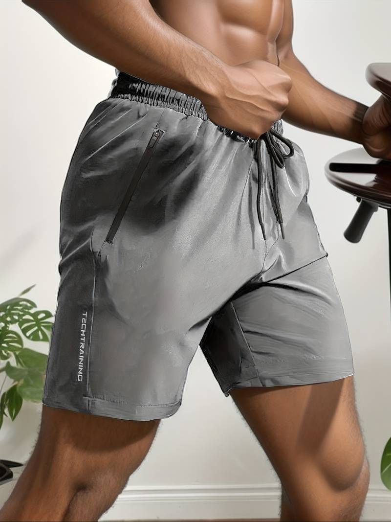 Trainingsshorts | Schnell trocknend | Elastische Taille | Gymnastikshorts | Herrenshorts-Grau-S-Chaps Herrenmode