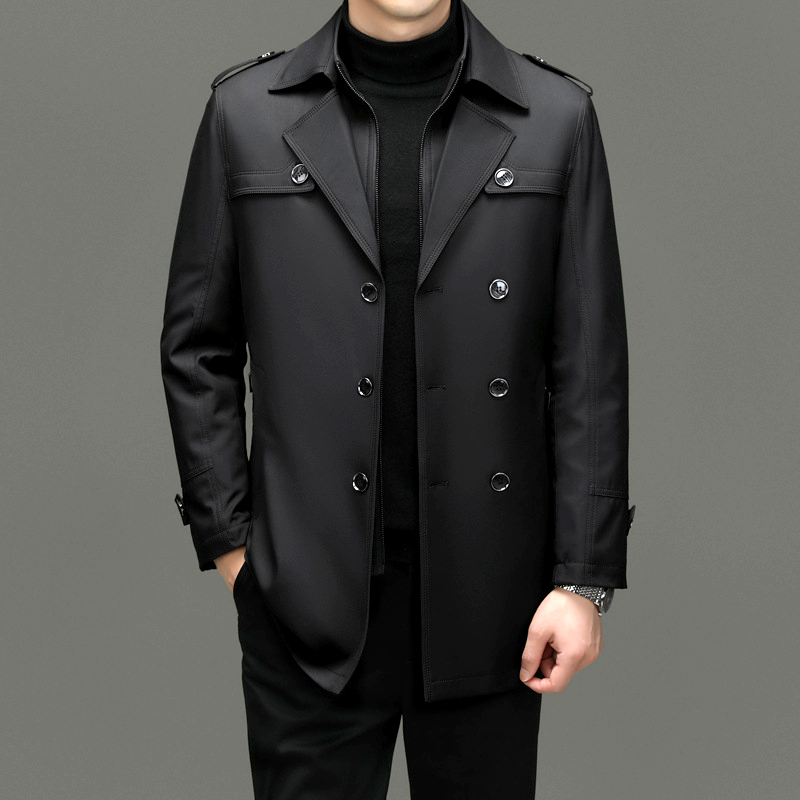 Trenchcoat | Zweireiher | Mittellang | Herbstjacke | Trenchcoat für Herren-Chaps Herrenmode