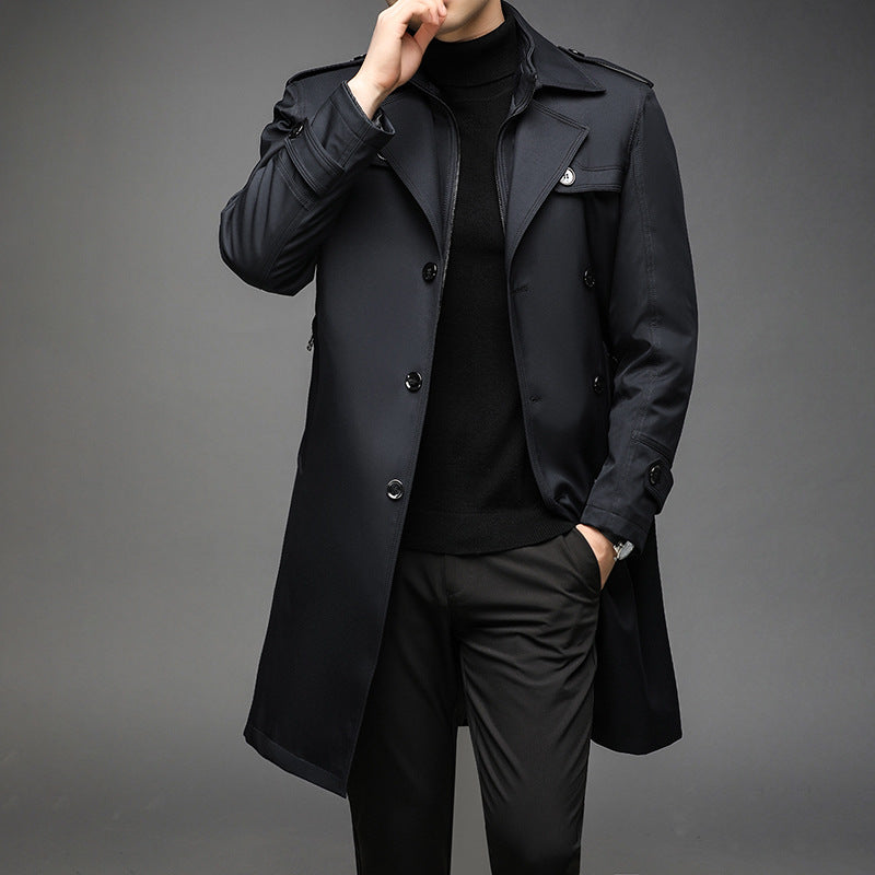 Trenchcoat | Zweireiher | Mittellang | Herbstjacke | Trenchcoat für Herren-Chaps Herrenmode