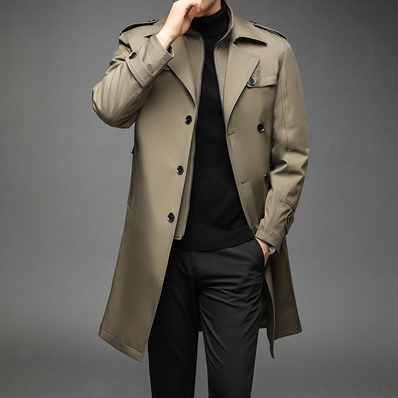 Trenchcoat | Zweireiher | Mittellang | Herbstjacke | Trenchcoat für Herren-Chaps Herrenmode