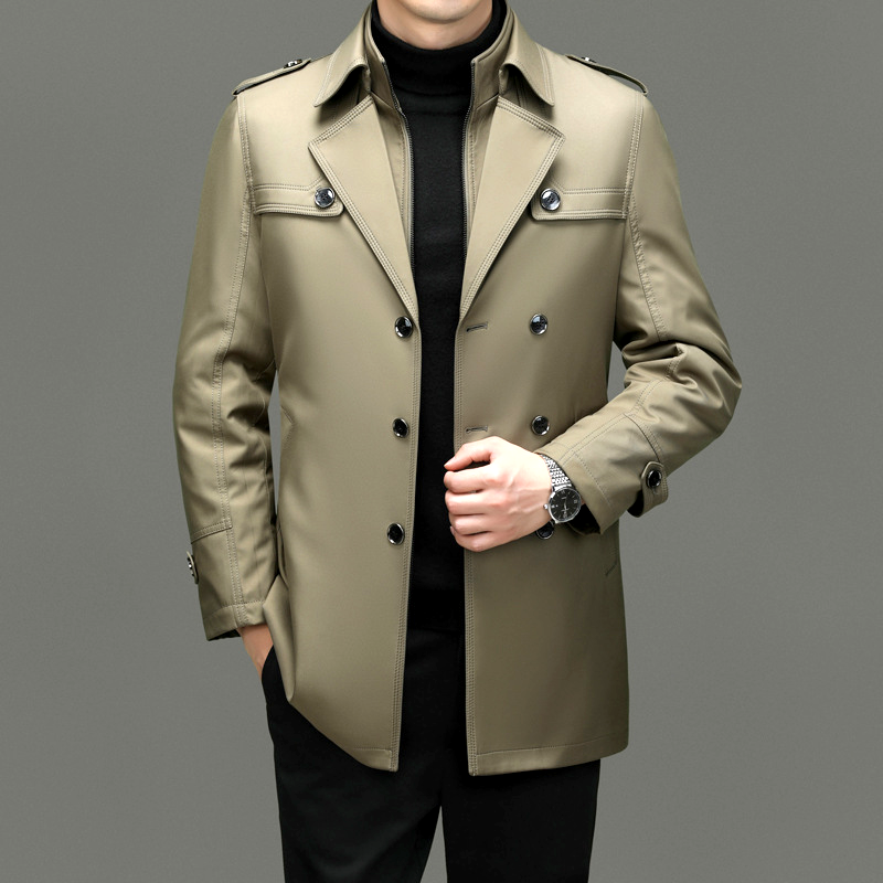 Trenchcoat | Zweireiher | Mittellang | Herbstjacke | Trenchcoat für Herren-Chaps Herrenmode
