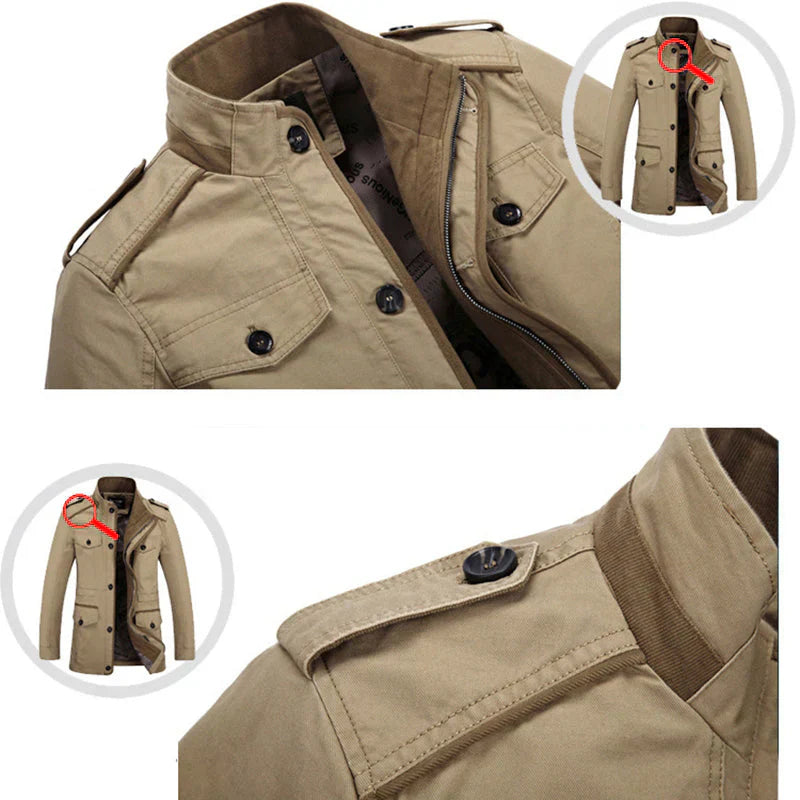 Trenchcoat für Herren - Einreihige Herbstjacke mit schmaler Passform und Reißverschluss-Chaps Herrenmode