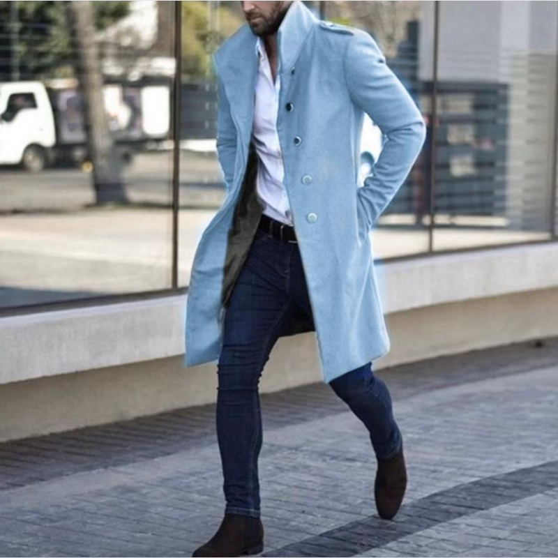 Trenchcoat – halblang – einreihig – Wintertrenchcoat – Herrenmantel-Chaps Herrenmode