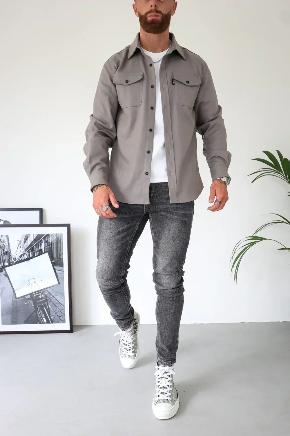 Überhemd - Button-Up - Langarm - Hemdjacke - Herrenjacke-Chaps Herrenmode