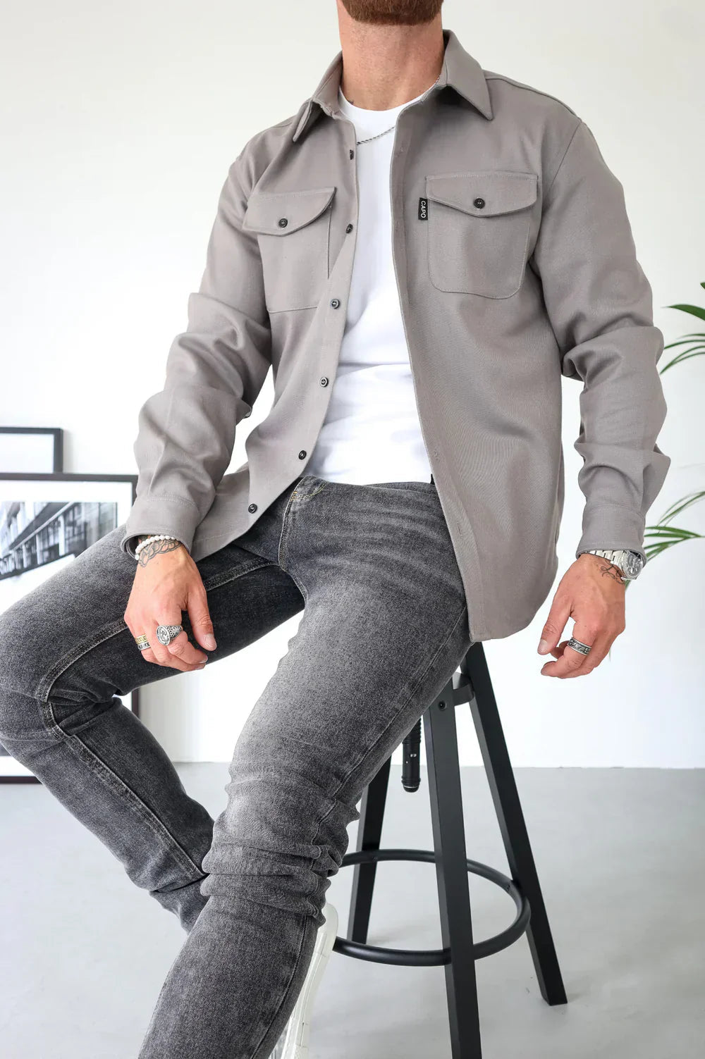 Überhemd - Button-Up - Langarm - Hemdjacke - Herrenjacke-Chaps Herrenmode