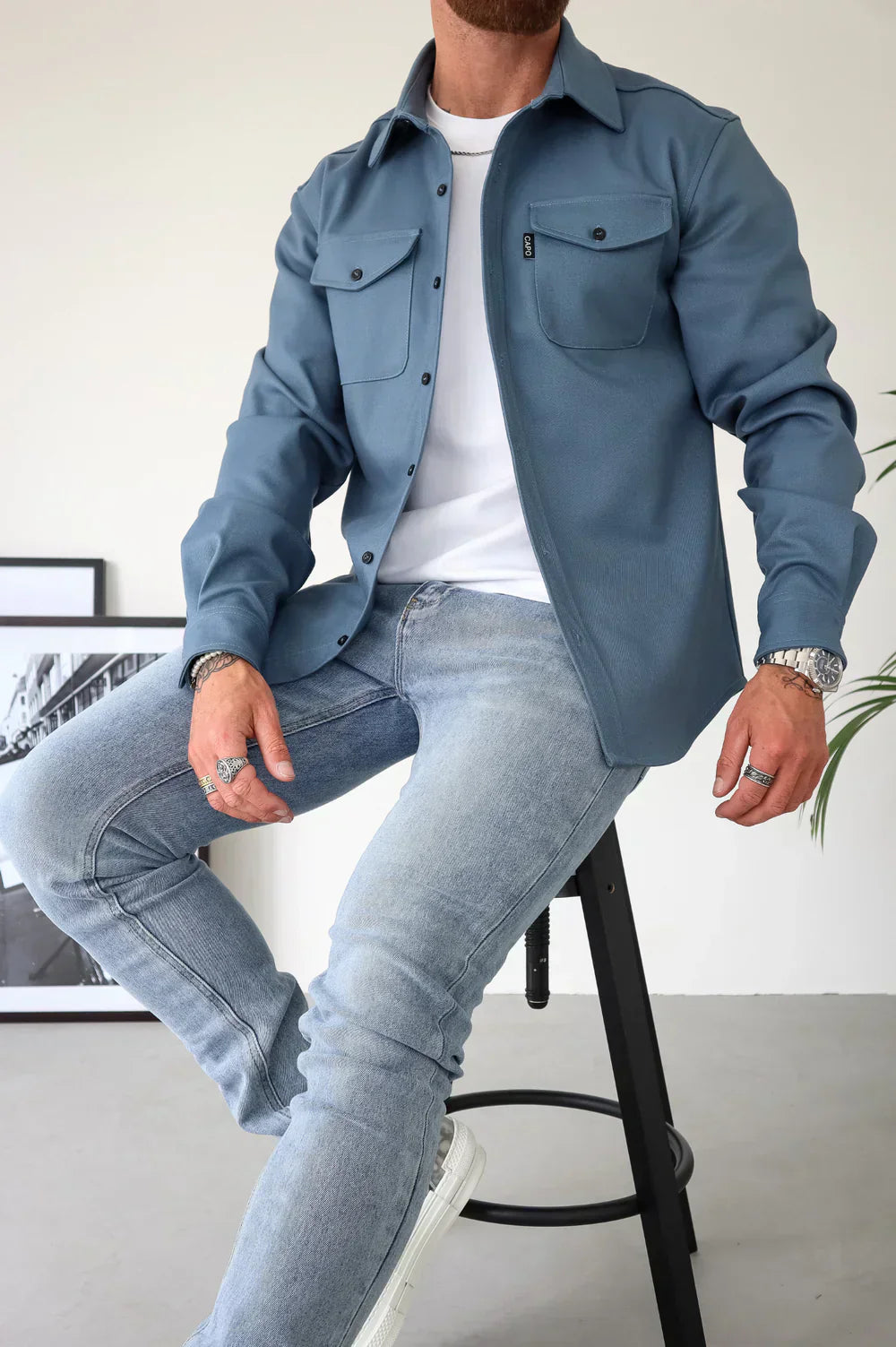 Überhemd - Button-Up - Langarm - Hemdjacke - Herrenjacke-Chaps Herrenmode