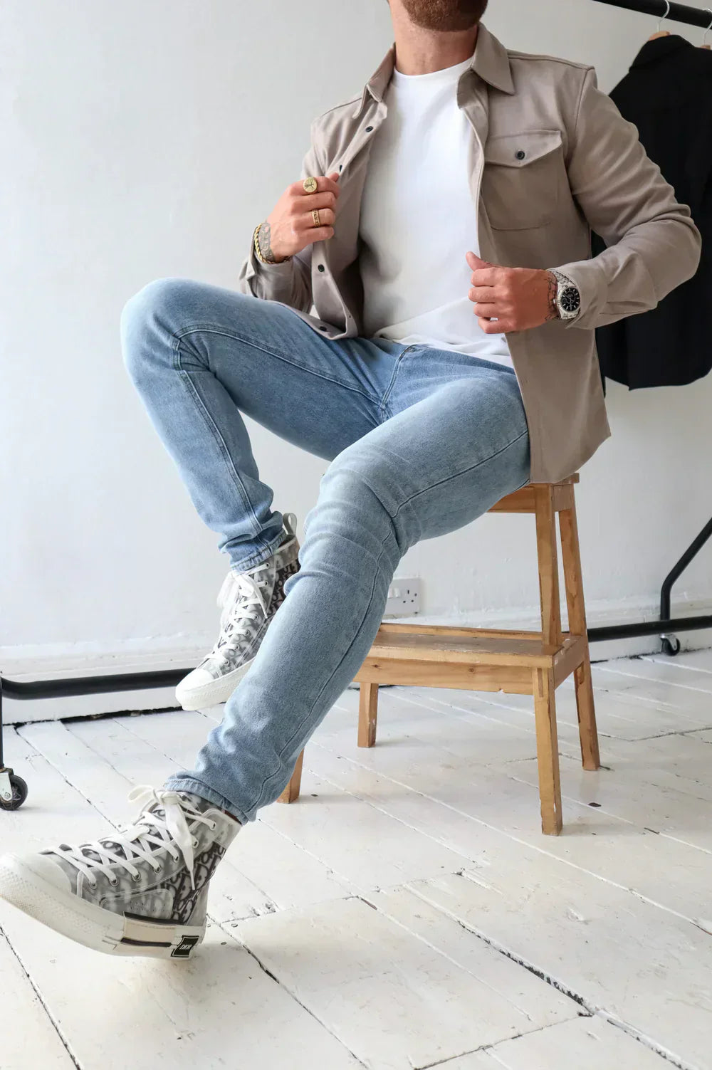 Überhemd - Button-Up - Langarm - Hemdjacke - Herrenjacke-Chaps Herrenmode