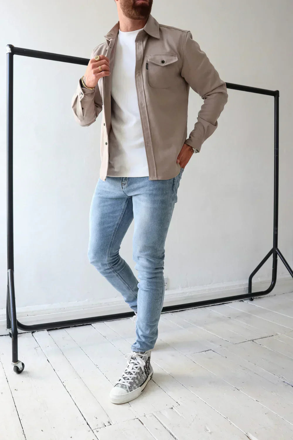 Überhemd - Button-Up - Langarm - Hemdjacke - Herrenjacke-Chaps Herrenmode
