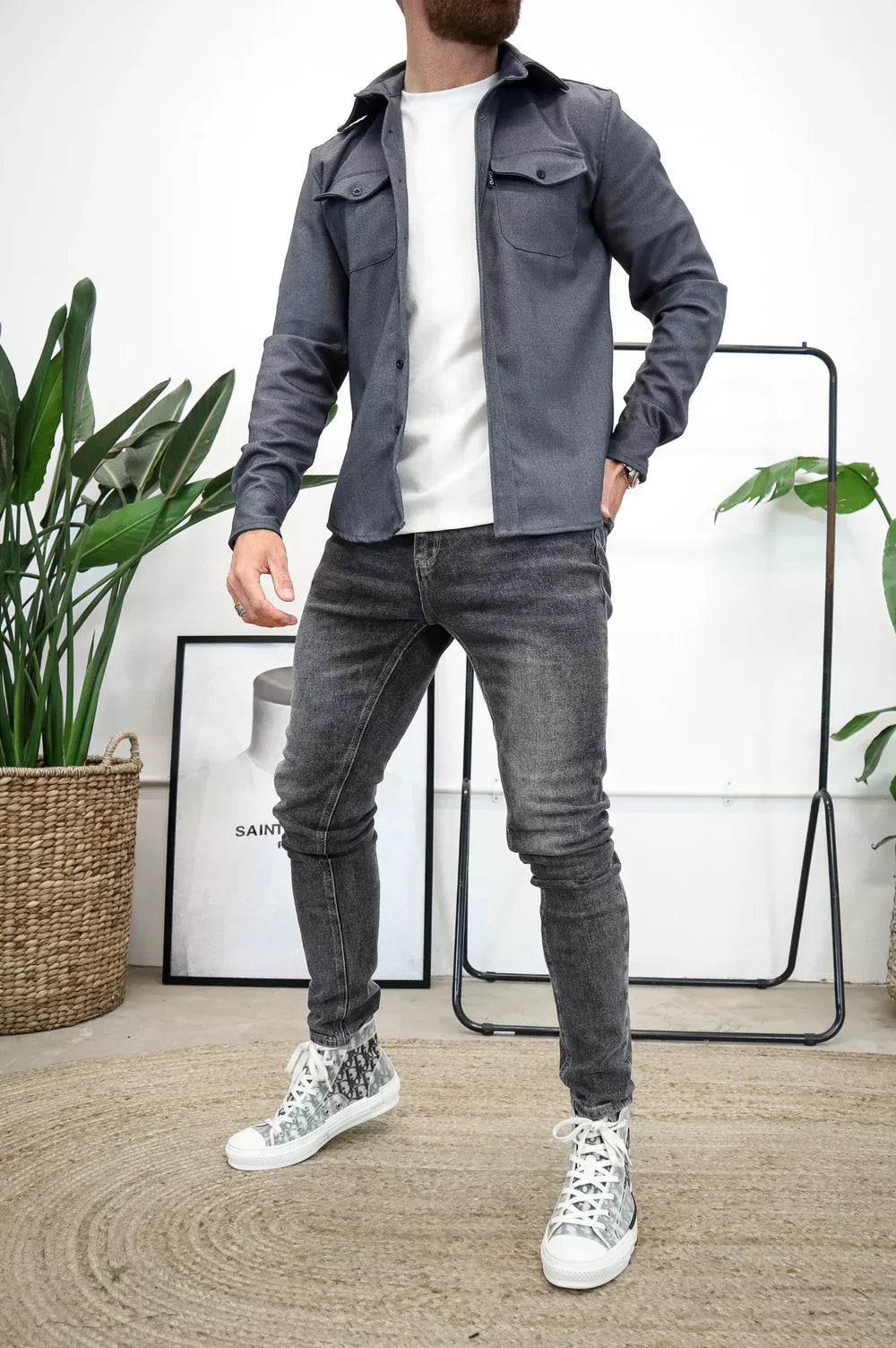 Überhemd - Button-Up - Langarm - Hemdjacke - Herrenjacke-Chaps Herrenmode