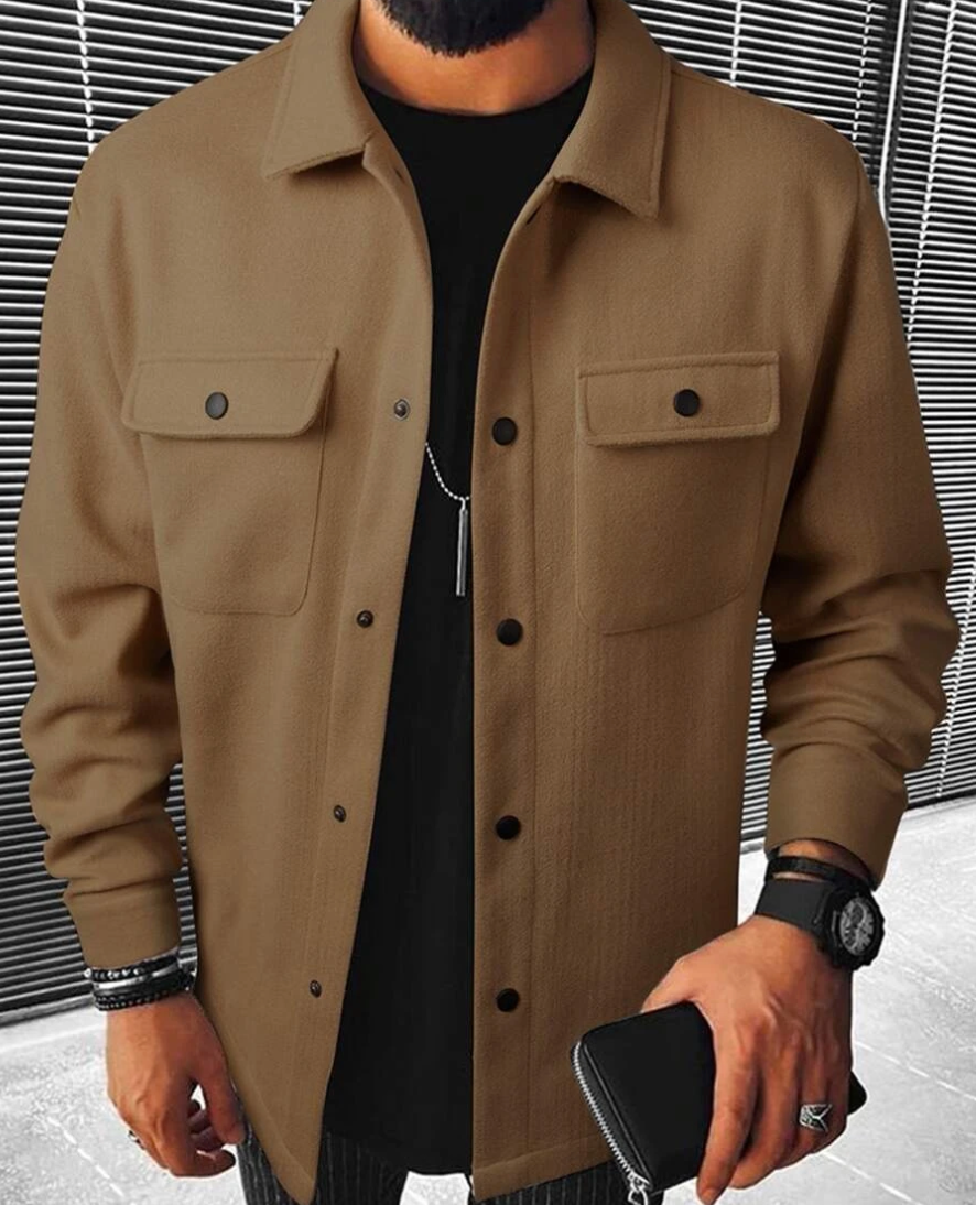 Überhemd | Warm | Button-Up | Hemdjacke | Herrenhemden-Braun-XS-Chaps Herrenmode