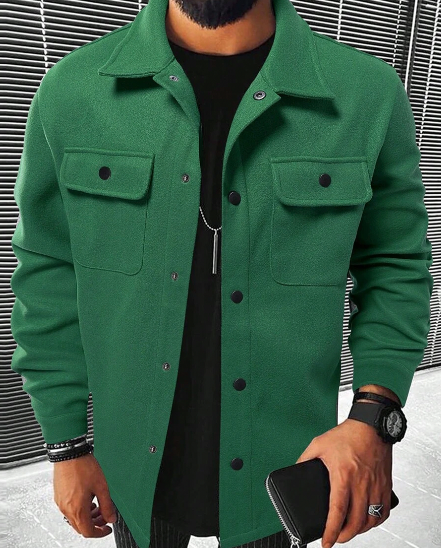 Überhemd | Warm | Button-Up | Hemdjacke | Herrenhemden-Dunkelgrün-XS-Chaps Herrenmode