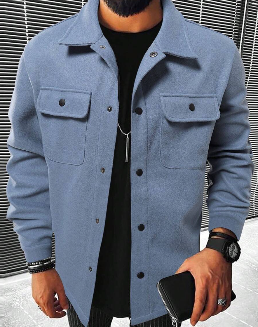Überhemd | Warm | Button-Up | Hemdjacke | Herrenhemden-Hellblau-XS-Chaps Herrenmode