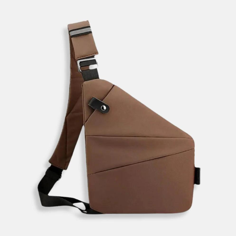 Umhängetasche – verstellbar – diebstahlsicher – Brustbeutel – Herrentaschen-Braun-Rechtshänder-Chaps Herrenmode