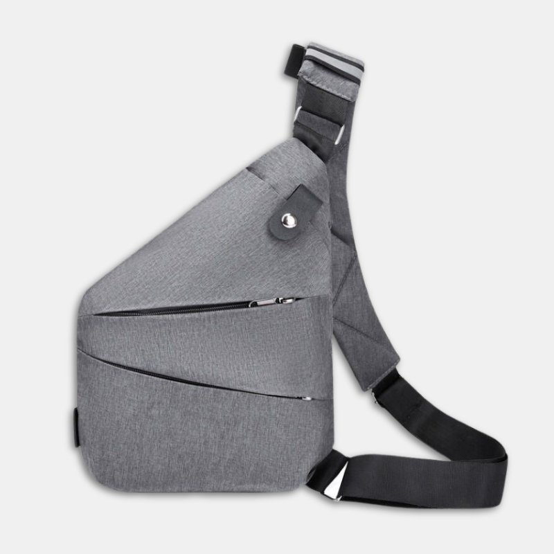 Umhängetasche – verstellbar – diebstahlsicher – Brustbeutel – Herrentaschen-Grau-Linkshänder-Chaps Herrenmode