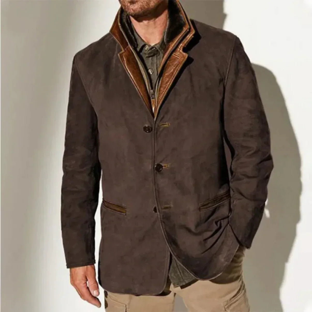 Vintage-Jacke | Mit Knöpfen | Mit Reißverschluss | Wildlederjacke | Herrenjacke-Chaps Herrenmode