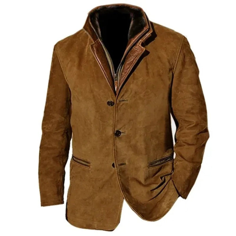 Vintage Jacke - Retro - Lässig - Wildlederjacke - Herrenjacke-Braun-S-Chaps Herrenmode