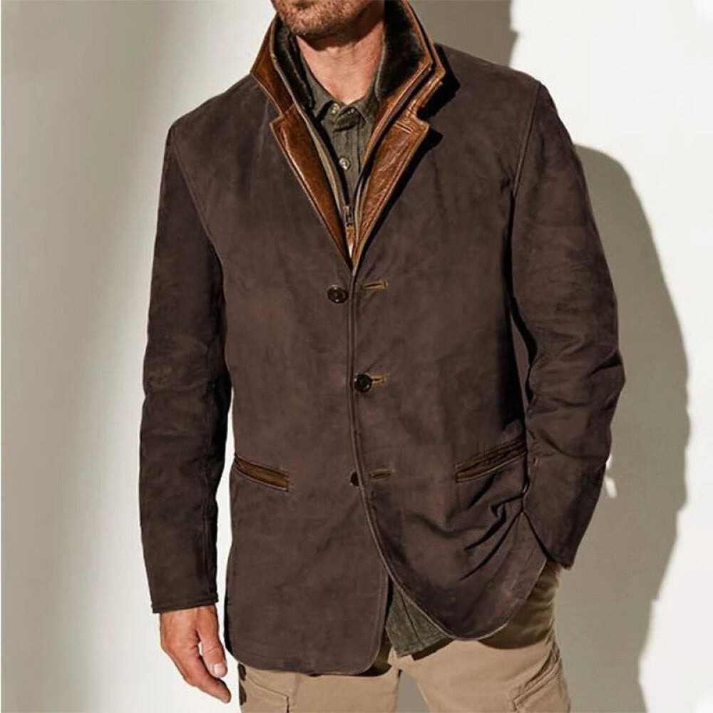 Vintage Jacke - Retro - Lässig - Wildlederjacke - Herrenjacke-Dunkelbraun-S-Chaps Herrenmode