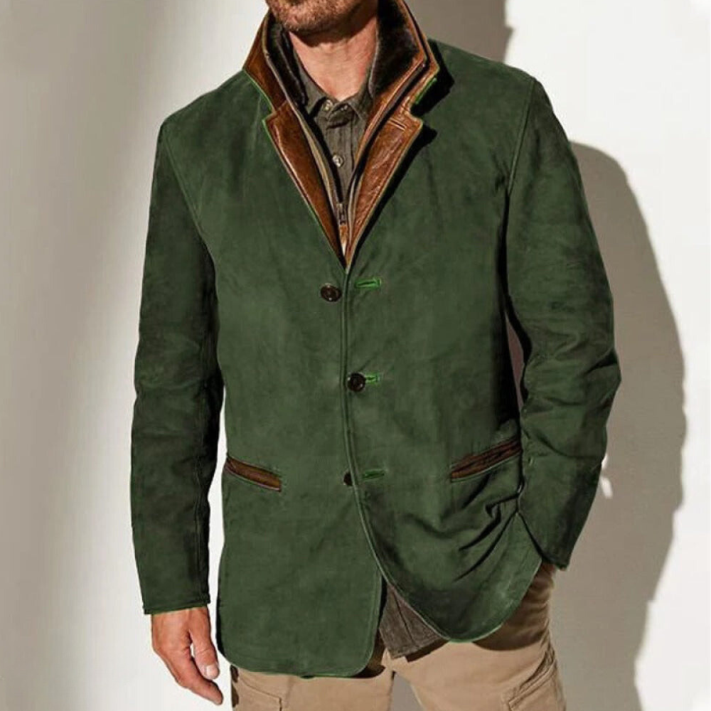 Vintage Jacke - Retro - Lässig - Wildlederjacke - Herrenjacke-Grün-S-Chaps Herrenmode