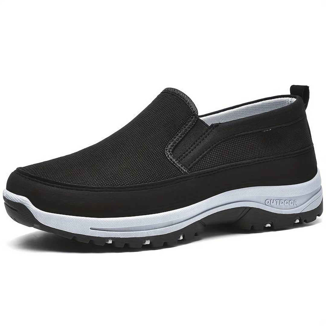 Wanderschuhe - Bequeme Herrenschuhe mit dicker Sohle zum Reinschlüpfen-Schwarz-38-Chaps Herrenmode