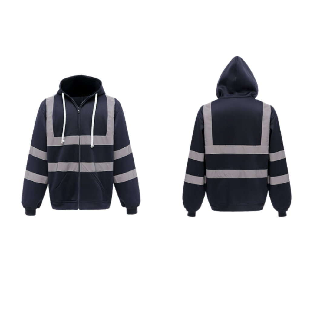 Warnschutzjacke – mit Kapuze – Arbeitskleidung – reflektierende Jacke – Herrenjacke-Grau-S-Chaps Herrenmode