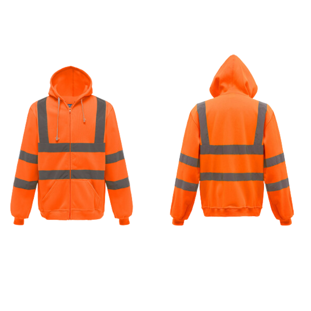 Warnschutzjacke – mit Kapuze – Arbeitskleidung – reflektierende Jacke – Herrenjacke-Orange-S-Chaps Herrenmode