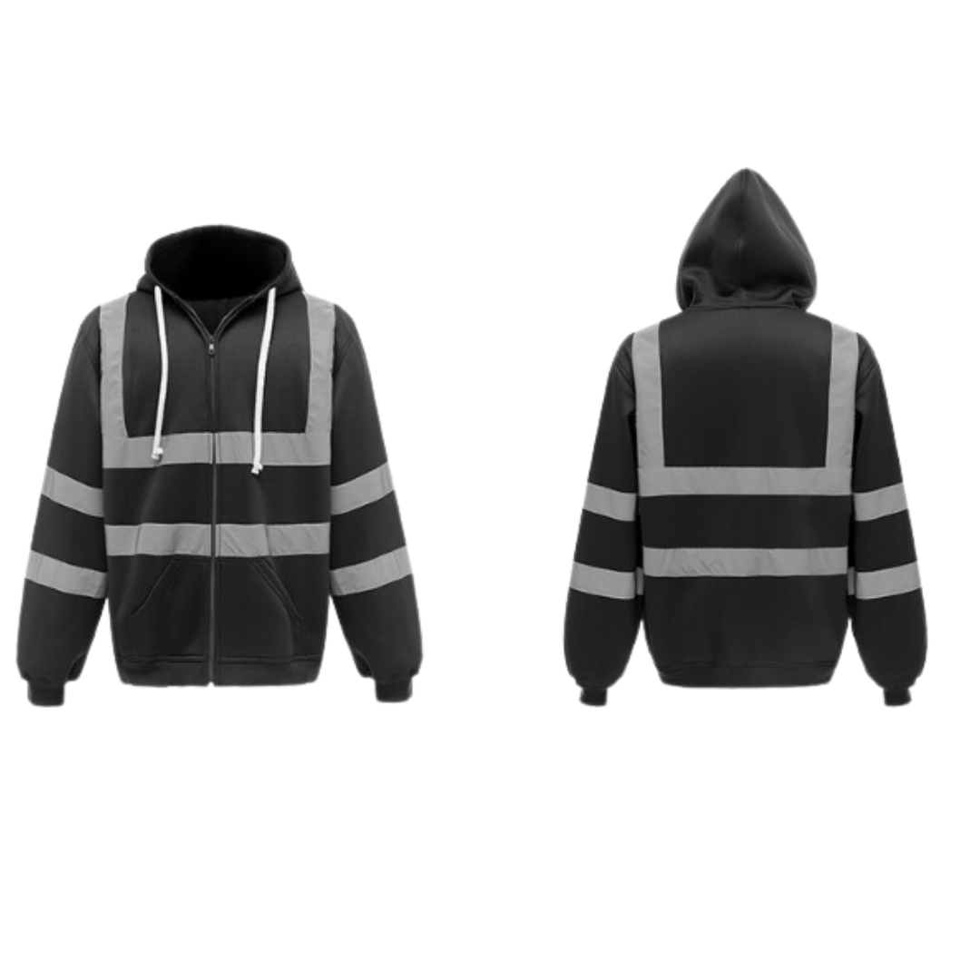Warnschutzjacke – mit Kapuze – Arbeitskleidung – reflektierende Jacke – Herrenjacke-Schwarz-S-Chaps Herrenmode