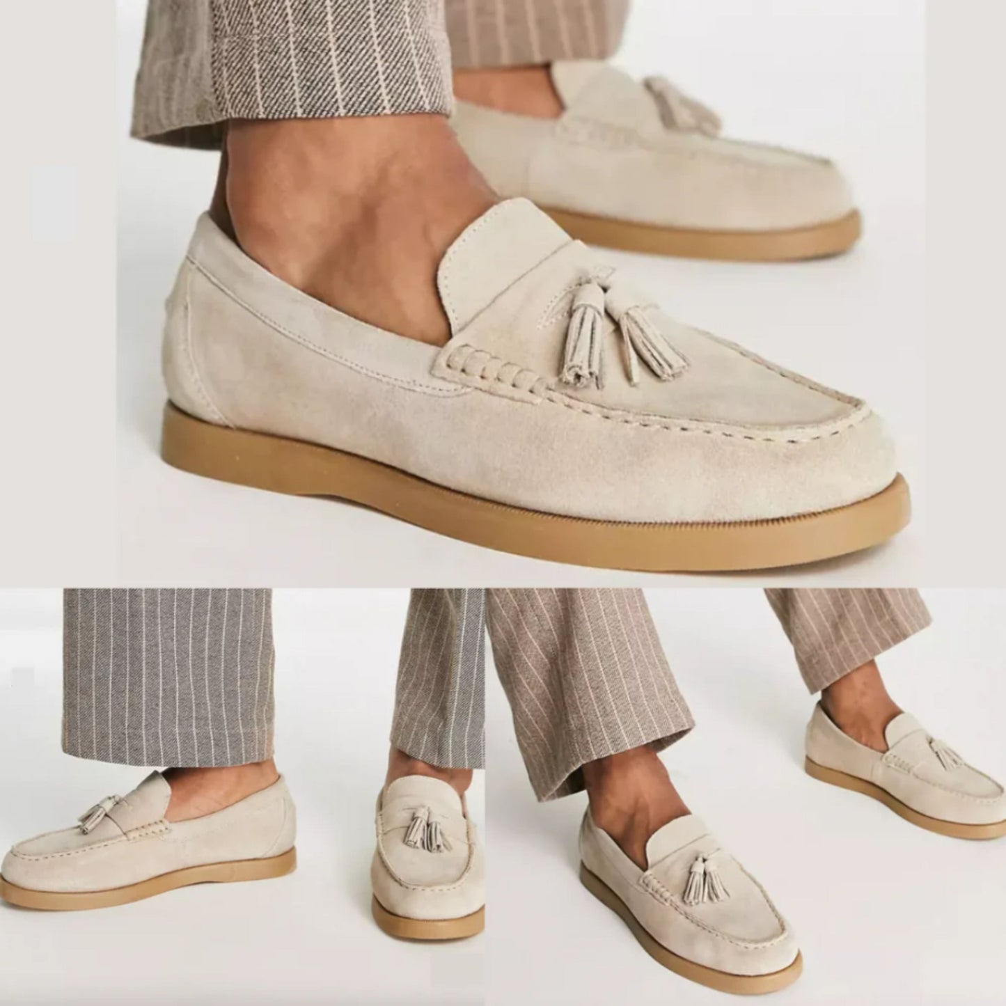 Wildleder Loafers - Herren Rutschfest Beige Tassel Loafer Schuhe-Chaps Herrenmode