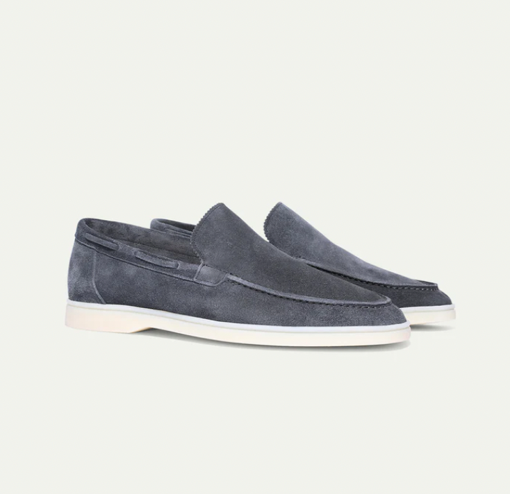 Wildleder-Slipper – zum Hineinschlüpfen – bequem – Lederslipper – Herrenschuhe-Dunkelgrau-38-Chaps Herrenmode
