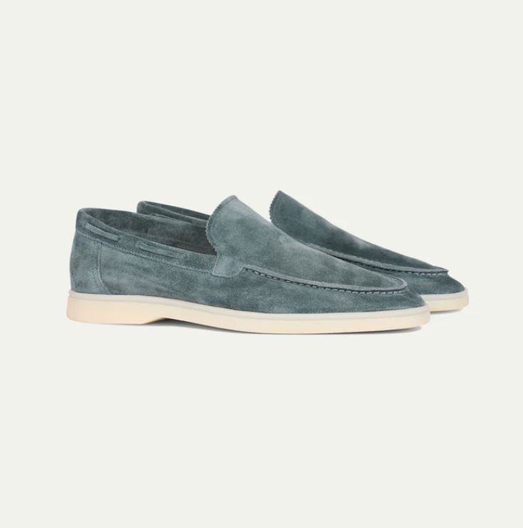 Wildleder-Slipper – zum Hineinschlüpfen – bequem – Lederslipper – Herrenschuhe-Hell türkis-38-Chaps Herrenmode