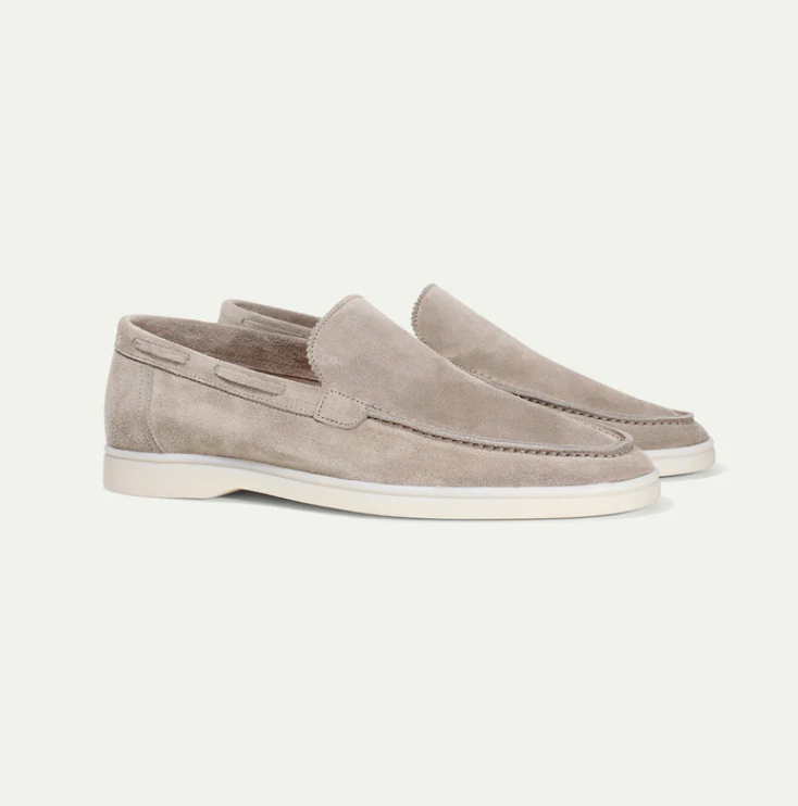 Wildleder-Slipper – zum Hineinschlüpfen – bequem – Lederslipper – Herrenschuhe-Hellgrau-38-Chaps Herrenmode