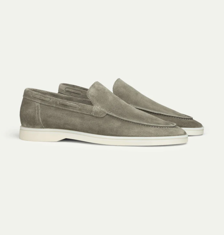 Wildleder-Slipper – zum Hineinschlüpfen – bequem – Lederslipper – Herrenschuhe-Olivgrün-38-Chaps Herrenmode