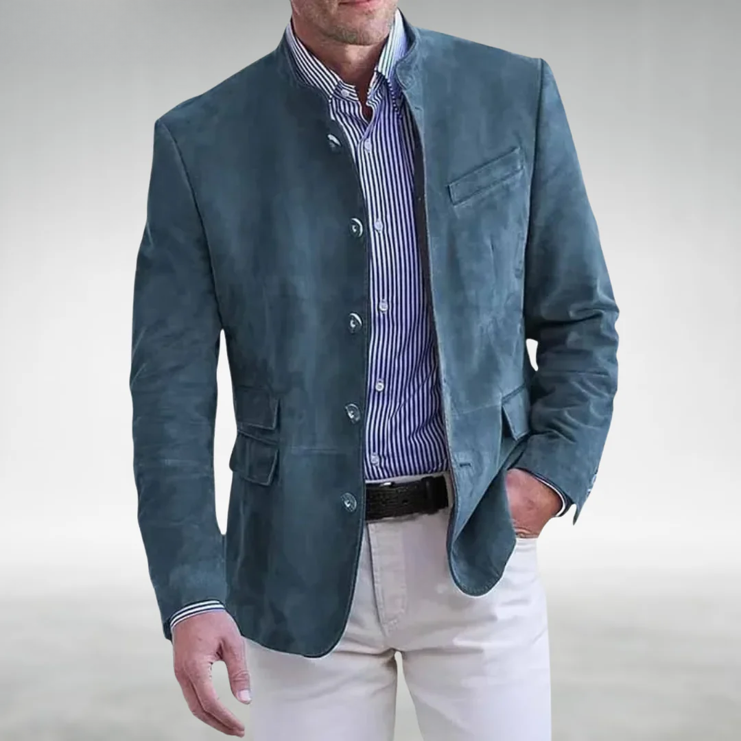 Wildlederblazer – Stylischer einreihiger Blazer für Männer-Blau-S-Chaps Herrenmode
