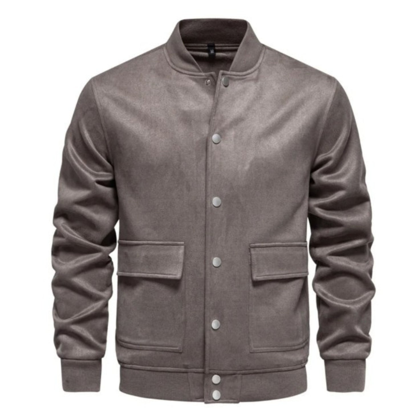 Wildlederjacke - Button-Up - Dünn - Freizeitjacke - Herrenjacke-Khaki-S-Chaps Herrenmode