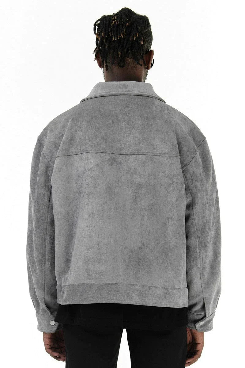 Wildlederjacke – Herren-Lederjacke mit Reißverschluss und Taschen-Chaps Herrenmode