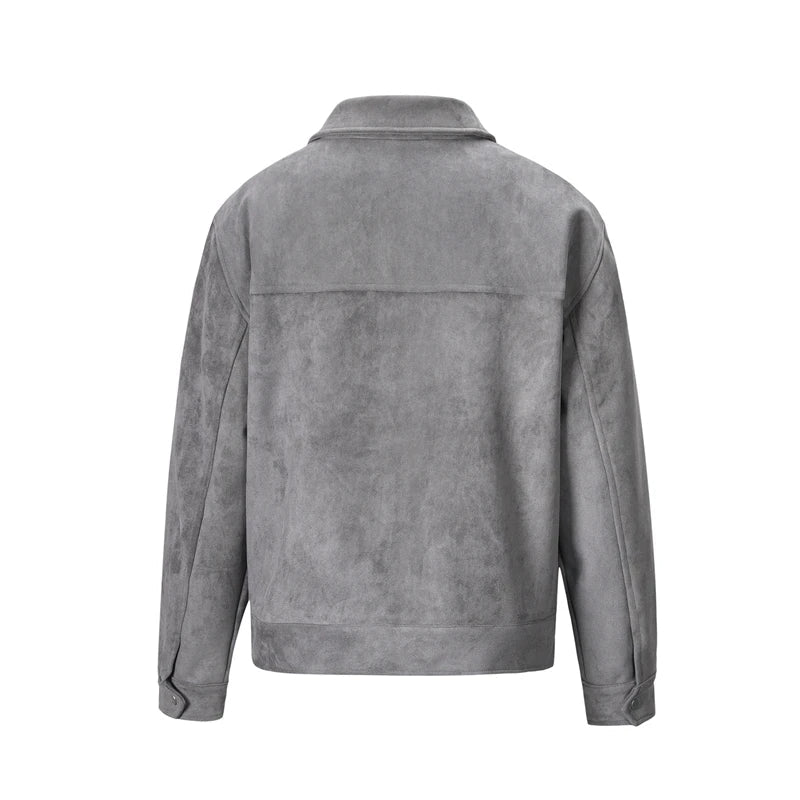Wildlederjacke – Herren-Lederjacke mit Reißverschluss und Taschen-Chaps Herrenmode