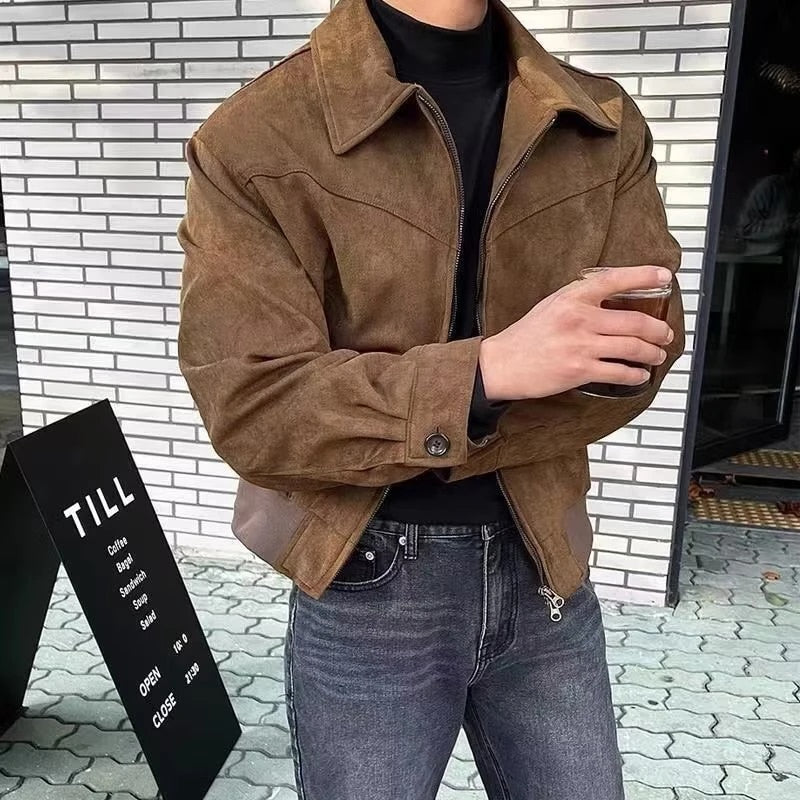 Wildlederjacke - Retro - Zip-Up - Vintage Jacke - Herrenjacke-Chaps Herrenmode