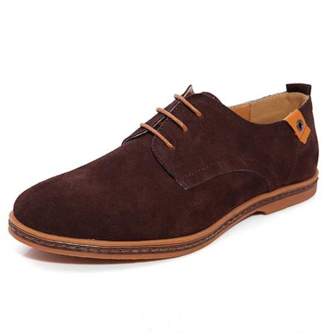 Wildlederschuhe - Stylische Herren Schnürschuhe zum Laufen aus Leder-Braun-38-Chaps Herrenmode