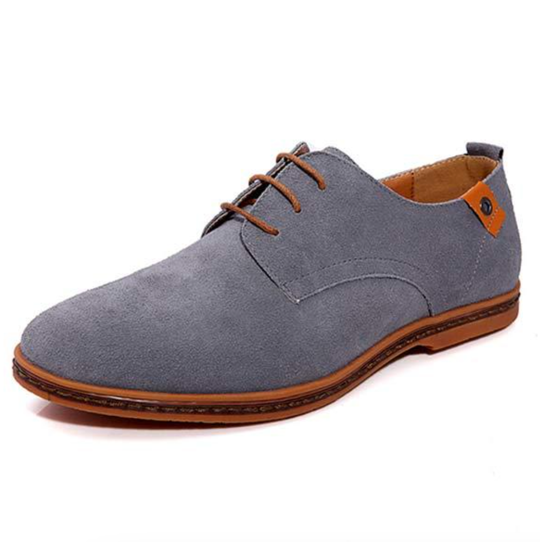 Wildlederschuhe - Stylische Herren Schnürschuhe zum Laufen aus Leder-Grau-38-Chaps Herrenmode