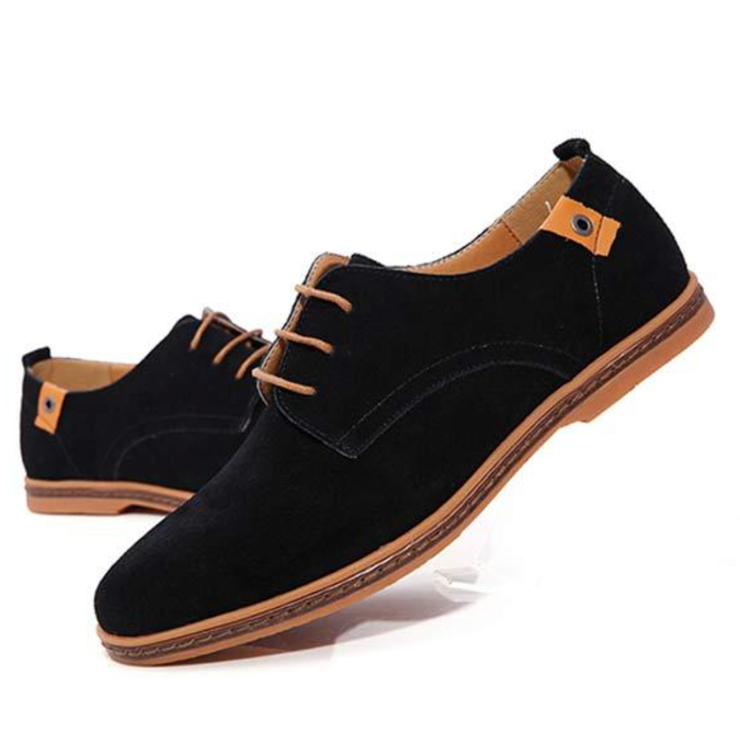 Wildlederschuhe - Stylische Herren Schnürschuhe zum Laufen aus Leder-Schwarz-38-Chaps Herrenmode