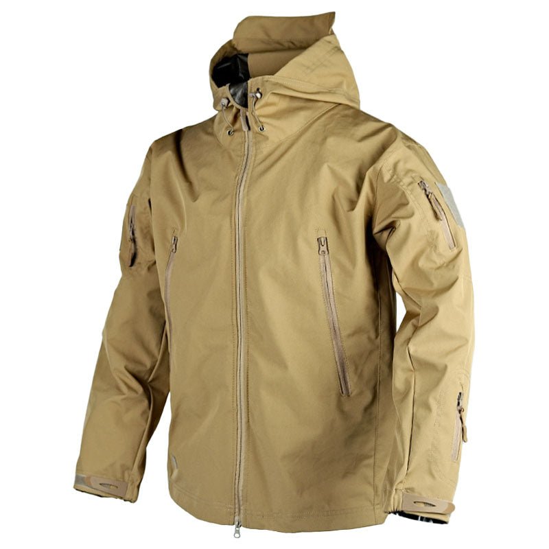 Windbreaker Jacke | Kapuze | Outdoor | Taktische Jacke | Herrenjacke-Khaki-S-Chaps Herrenmode