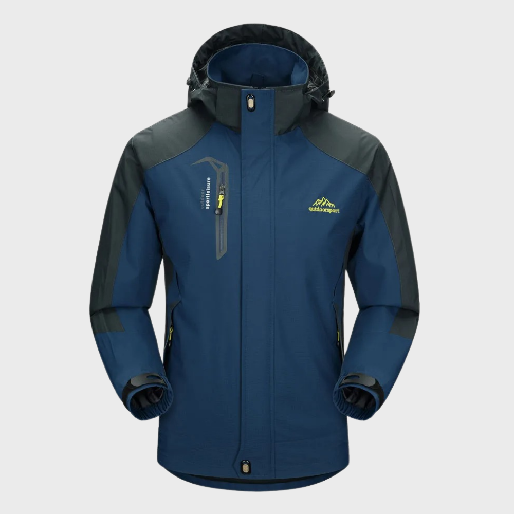 Windbreaker-Jacke | Wasserdicht | Mit Kapuze | Outdoor-Jacke | Herrenjacke-Marineblau-L-Chaps Herrenmode